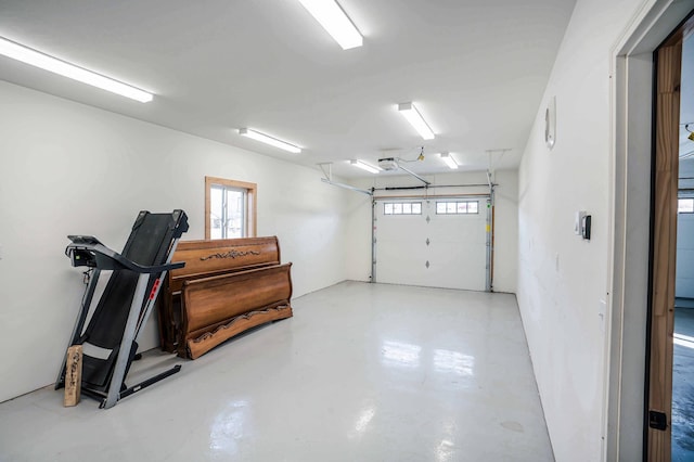 garage with a garage door opener