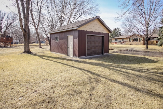 view of detached garage