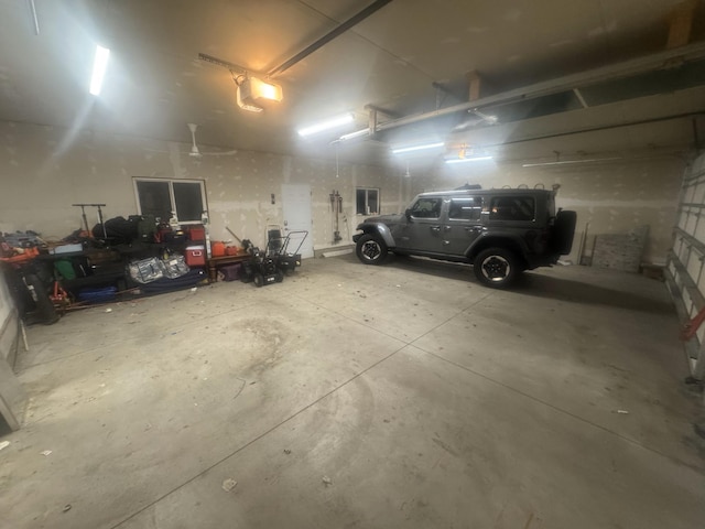 garage with a garage door opener