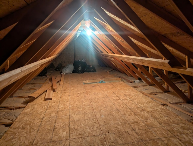 view of unfinished attic