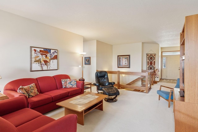 living room featuring carpet floors