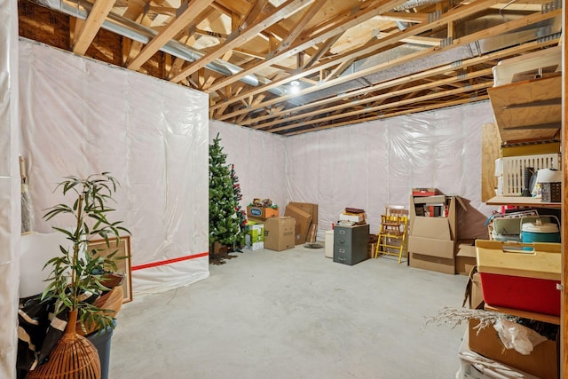 view of unfinished basement