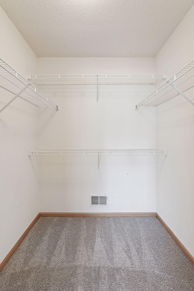 spacious closet with carpet flooring and visible vents