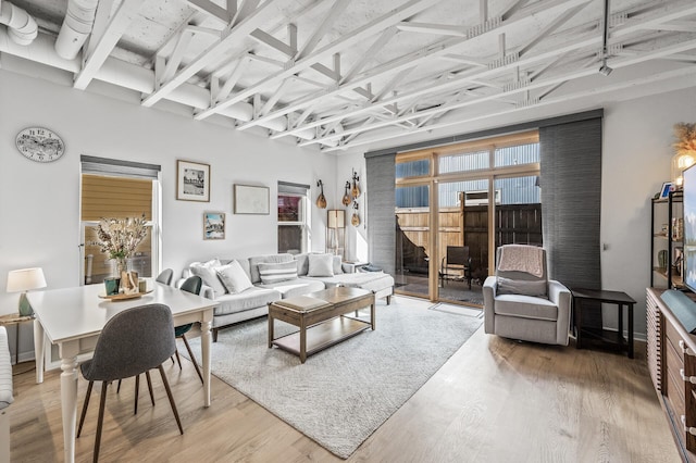 living room with wood finished floors