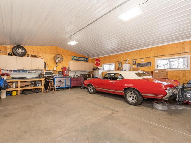 garage featuring a workshop area