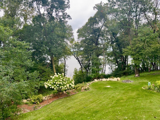 view of yard with an outdoor fire pit