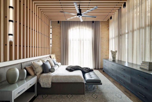 bedroom featuring dark wood-style flooring