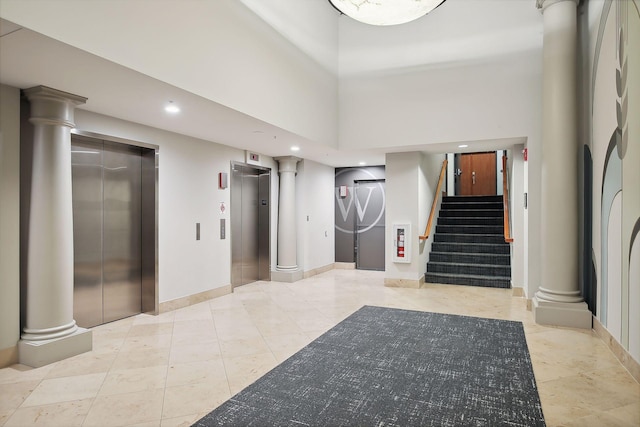 building lobby with stairway