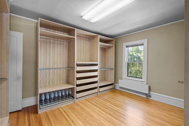 closet with radiator heating unit