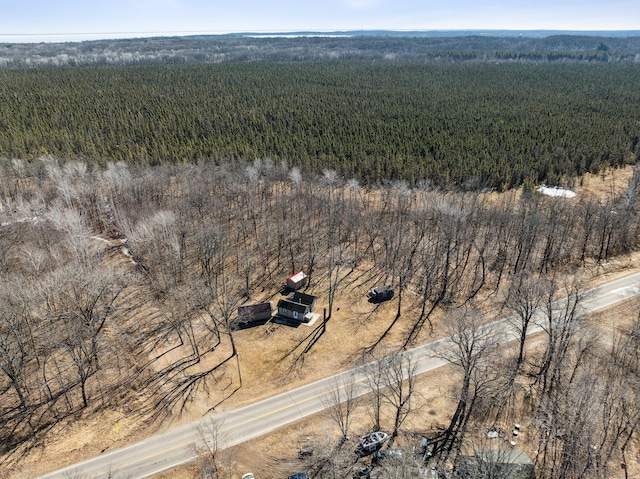 aerial view featuring a forest view