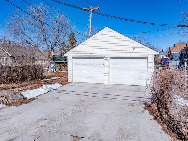 view of detached garage