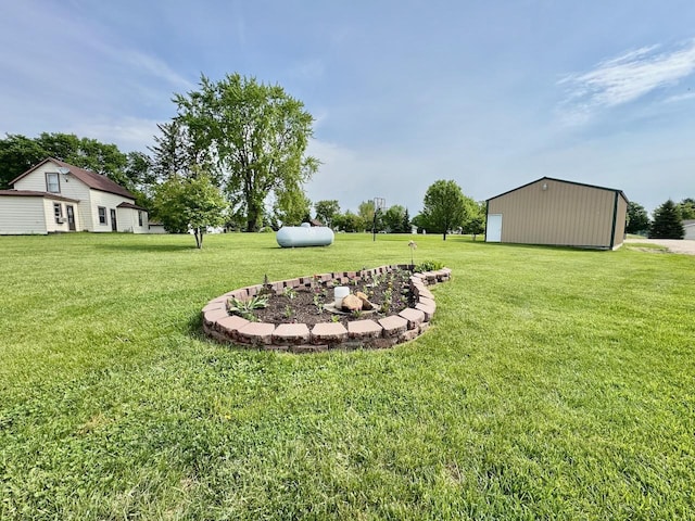32406 Starland Shore Dr, Dent, MN 56528 - view of green lawn featuring an outbuilding, a garage, and a pole building