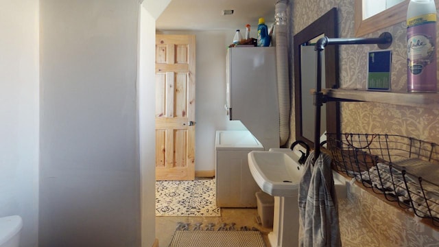 bathroom with a sink and toilet