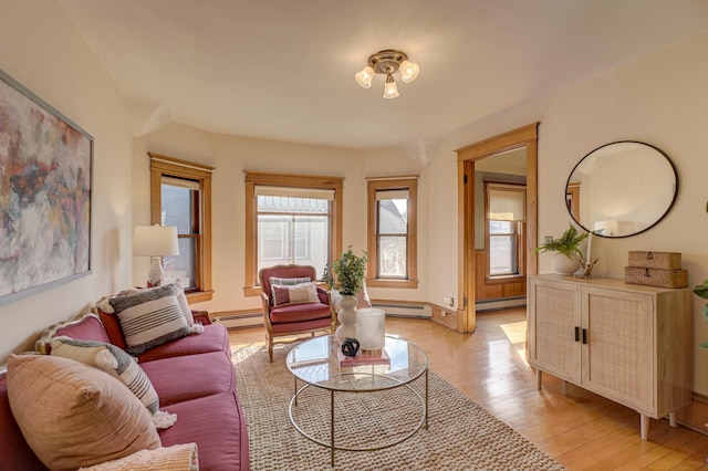 2538 Jefferson St NE, Minneapolis, MN 55418 - living room with light wood-type flooring, a baseboard radiator, and baseboard heating