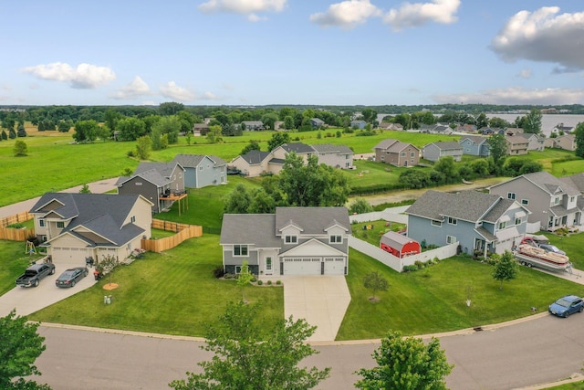 drone / aerial view with a residential view