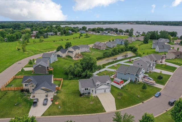 birds eye view of property with a residential view