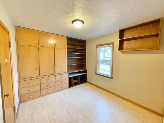 421 Van Dusen St, Springfield, MN 56087 - unfurnished bedroom with light wood-style floors, baseboards, and a textured ceiling