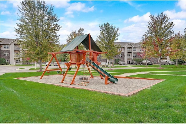 community playground featuring a yard