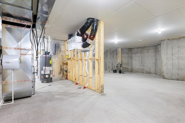 unfinished basement with water heater