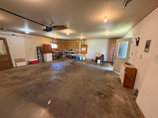 902 Pacific Ave, Kerkhoven, MN 56252 - garage with a garage door opener and a workshop area
