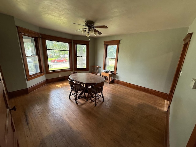 902 Pacific Ave, Kerkhoven, MN 56252 - dining area featuring a ceiling fan and wood-type flooring
