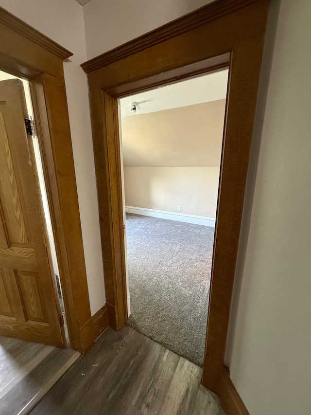 902 Pacific Ave, Kerkhoven, MN 56252 - hallway with carpet flooring and wood finished floors