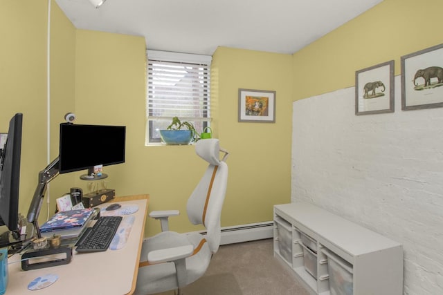 view of carpeted home office