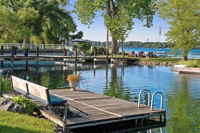 view of dock featuring a water view