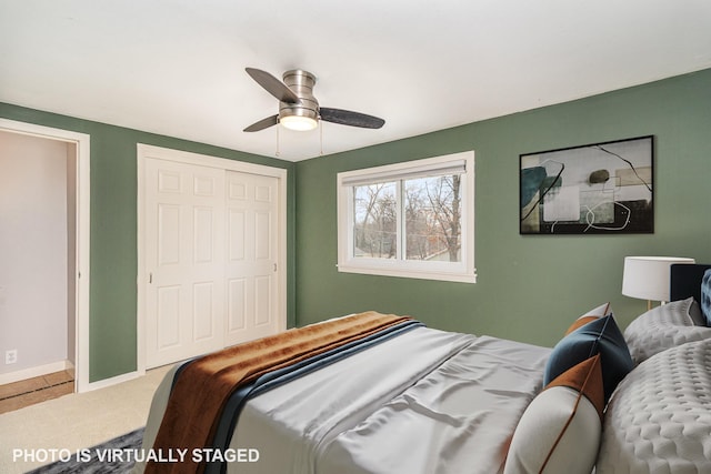5544 Spruce Rd, Mound, MN 55364 - carpeted bedroom featuring a closet and a ceiling fan