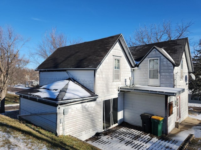 exterior space with a garage