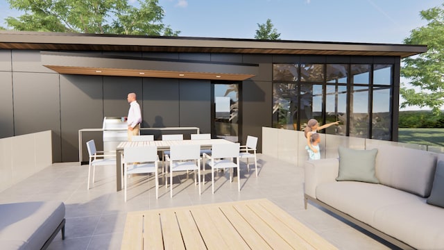 exterior space with outdoor lounge area and outdoor dining space