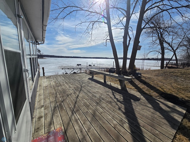 view of dock featuring a water view