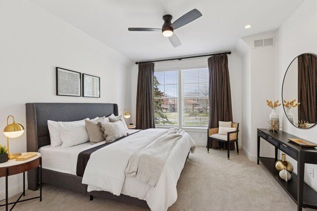 38 Mississippi River Blvd N, Saint Paul, MN 55104 - bedroom with light colored carpet, baseboards, and a ceiling fan