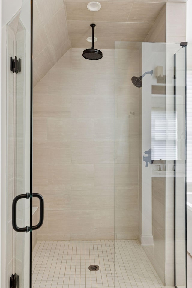 38 Mississippi River Blvd N, Saint Paul, MN 55104 - bathroom with a stall shower and tile patterned floors