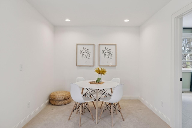 38 Mississippi River Blvd N, Saint Paul, MN 55104 - dining space with light colored carpet, baseboards, and recessed lighting