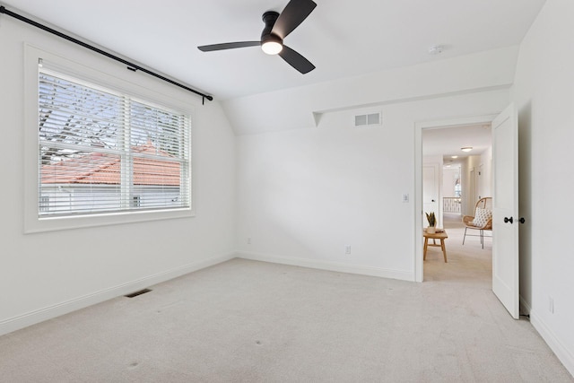 38 Mississippi River Blvd N, Saint Paul, MN 55104 - unfurnished room with light carpet, a ceiling fan, baseboards, and lofted ceiling