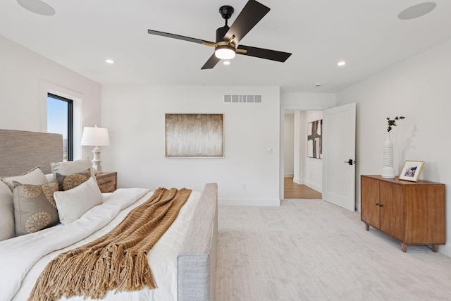 6008 Oaklawn Ave, Edina, MN 55424 - bedroom featuring recessed lighting, light carpet, and a ceiling fan