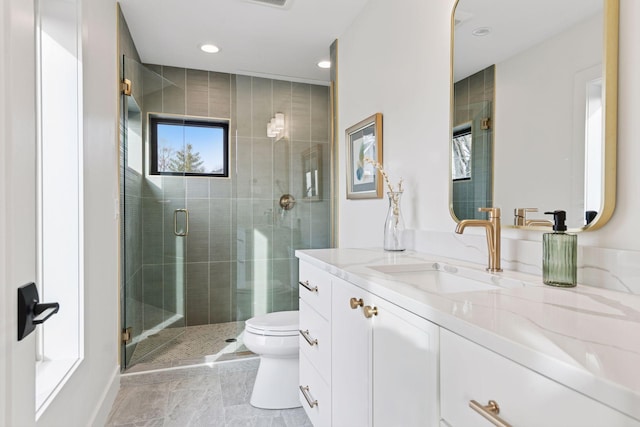 6008 Oaklawn Ave, Edina, MN 55424 - full bath with vanity, a shower stall, and recessed lighting