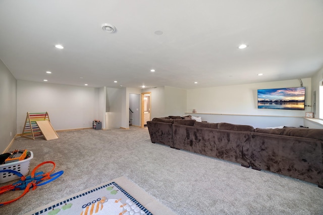 18492 120th St SE, Big Lake, MN 55309 - recreation room with recessed lighting and carpet floors