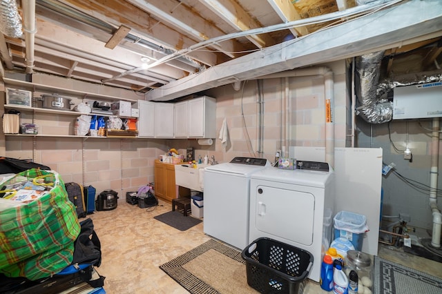 18492 120th St SE, Big Lake, MN 55309 - unfinished basement featuring washing machine and clothes dryer and a sink