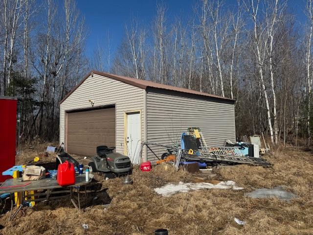 view of detached garage