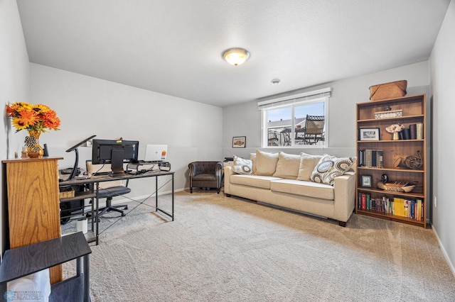 carpeted office space with baseboards