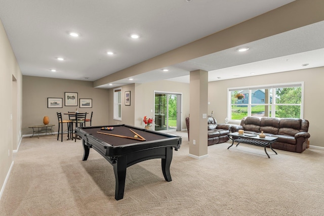 6627 133rd St, Savage, MN 55378 - playroom featuring light colored carpet, billiards table, recessed lighting, and baseboards