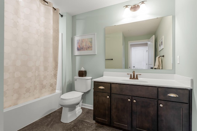 6627 133rd St, Savage, MN 55378 - full bath with toilet, shower / tub combo, vanity, and baseboards