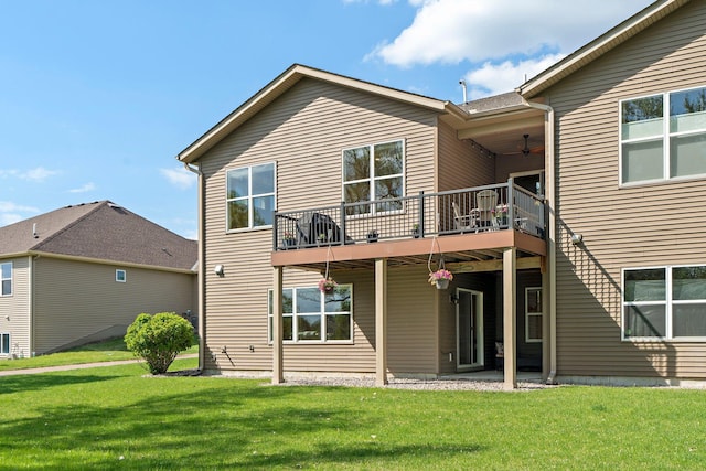 6627 133rd St, Savage, MN 55378 - rear view of property with a lawn, ceiling fan, and a wooden deck