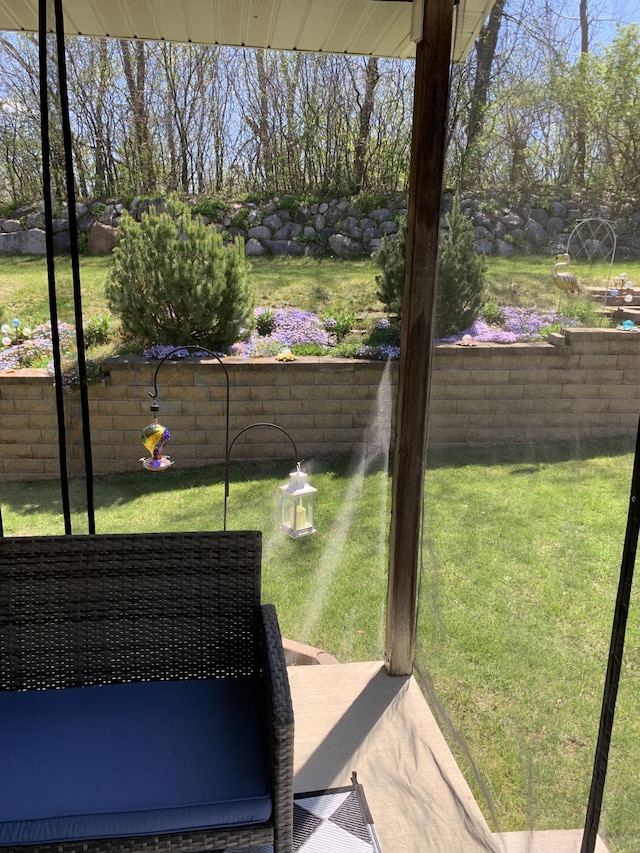 view of yard with a fenced backyard