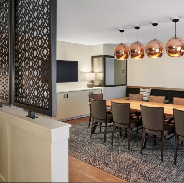 dining space featuring wood finished floors