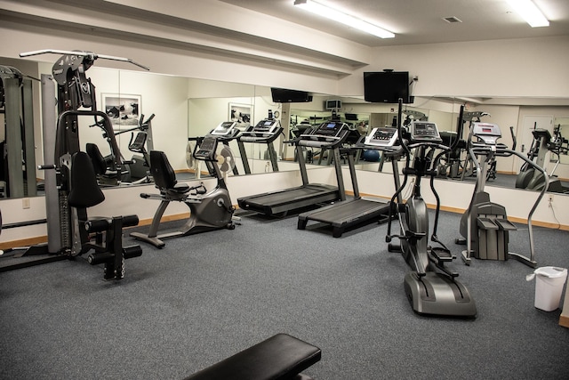 gym featuring visible vents