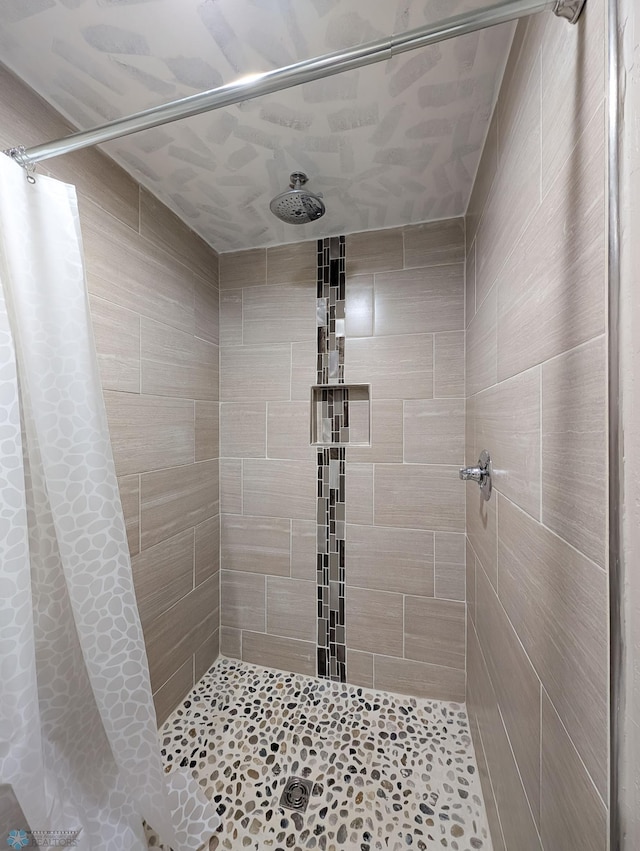 bathroom with a shower stall