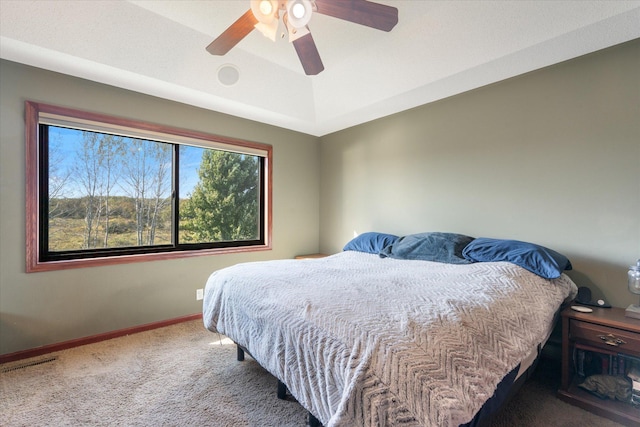 bedroom featuring baseboards, carpet, and a ceiling fan